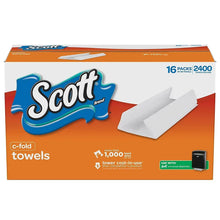 Scott C-fold paper towels case, 16 packs, 2400 towels, white and orange box