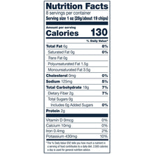 Nutrition Facts panel for original sea salt potato chips, 130 calories per serving