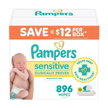 Pampers Sensitive fragrance-free wipes box, 896 wipes