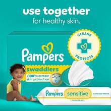 Pampers sensitive fragrance-free wipes pack with clean and protect graphic