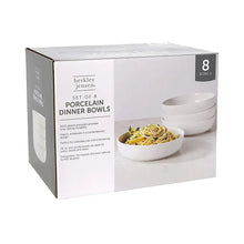 White porcelain dinner bowls, set of 8, shown in retail packaging