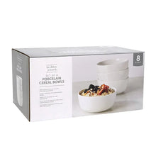 Boxed set of white porcelain cereal bowls, 8 bowls