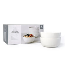 White porcelain cereal bowls set with two bowls and retail box