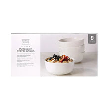 White porcelain cereal bowls set, 8-piece shown in retail box