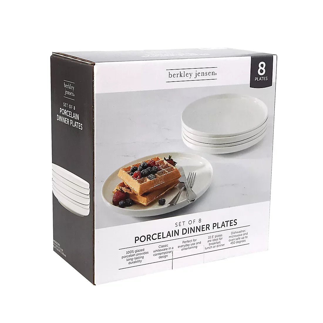 Berkley Jensen 10.5" Porcelain Dinner Plates, 8 pk. - White