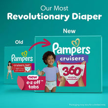 Diaper package comparing old vs new Pampers Cruisers 360 features