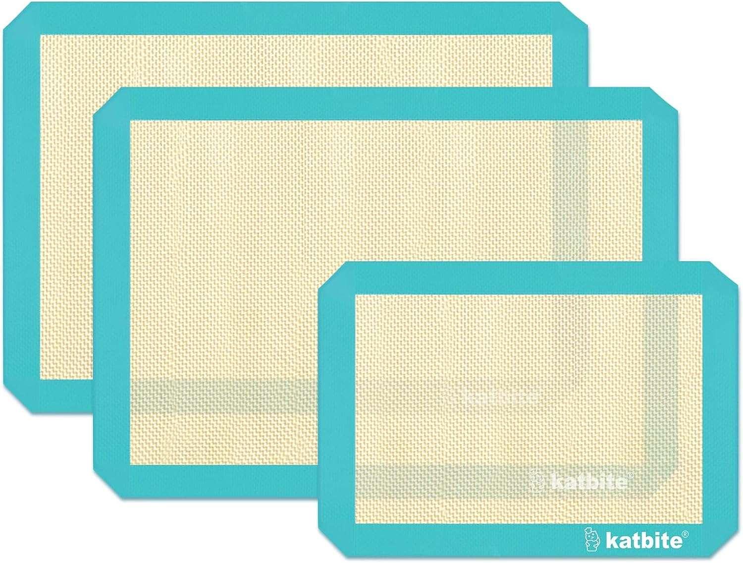Katbite Silicone Baking Mat 3PCS 11.6 in x 16.5 in Reusable & Nonstick Bakeware Mats,Black - USA MEGA SHOP