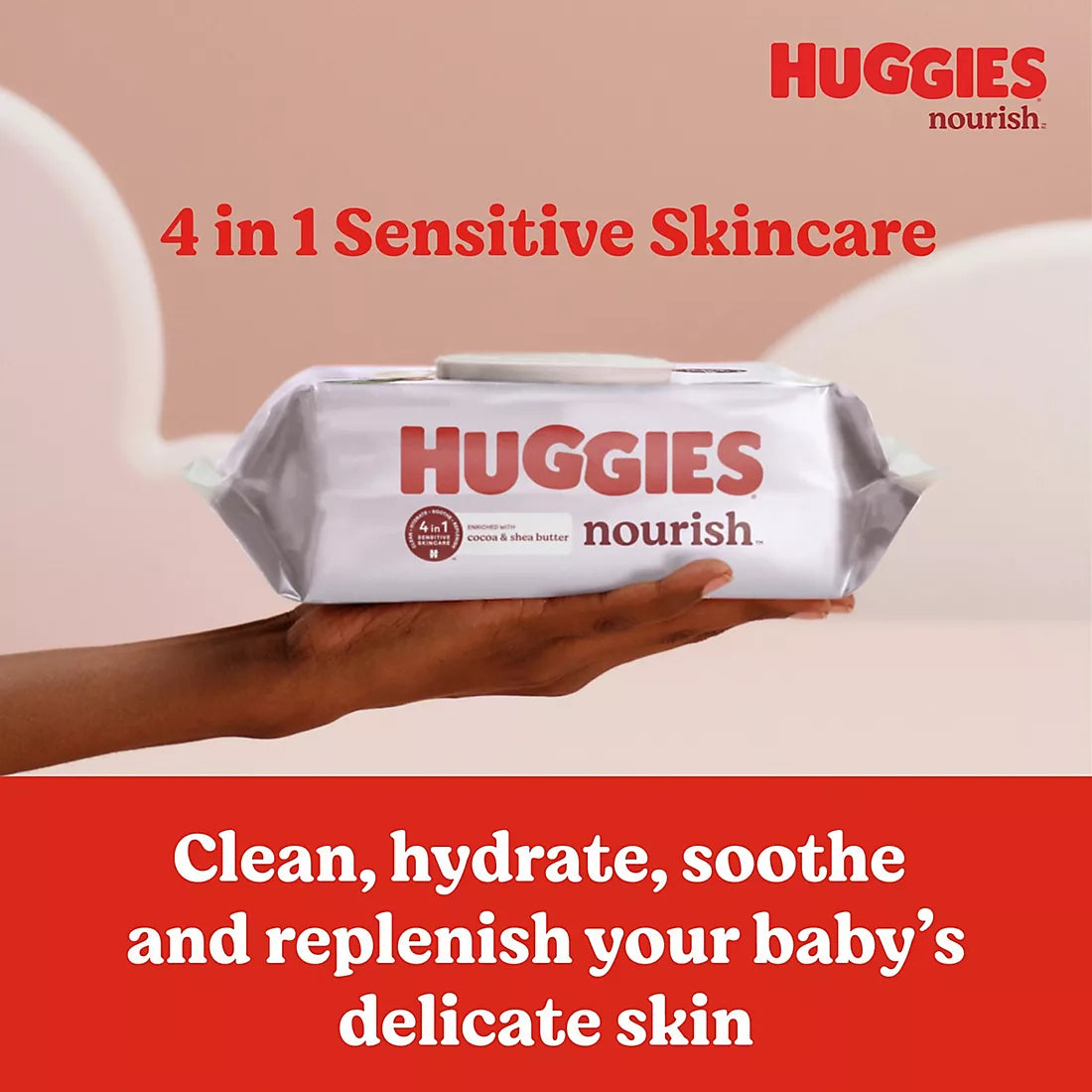 Huggies Nourish Scented Push Button Pack Baby Wipes, 10 pk.