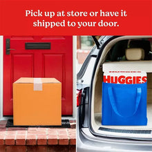Baby wipes delivery: wipes box on a doorstep and another in a car trunk
