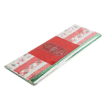 Flat wrapping tissue bundle with red plaid stripes and green edge