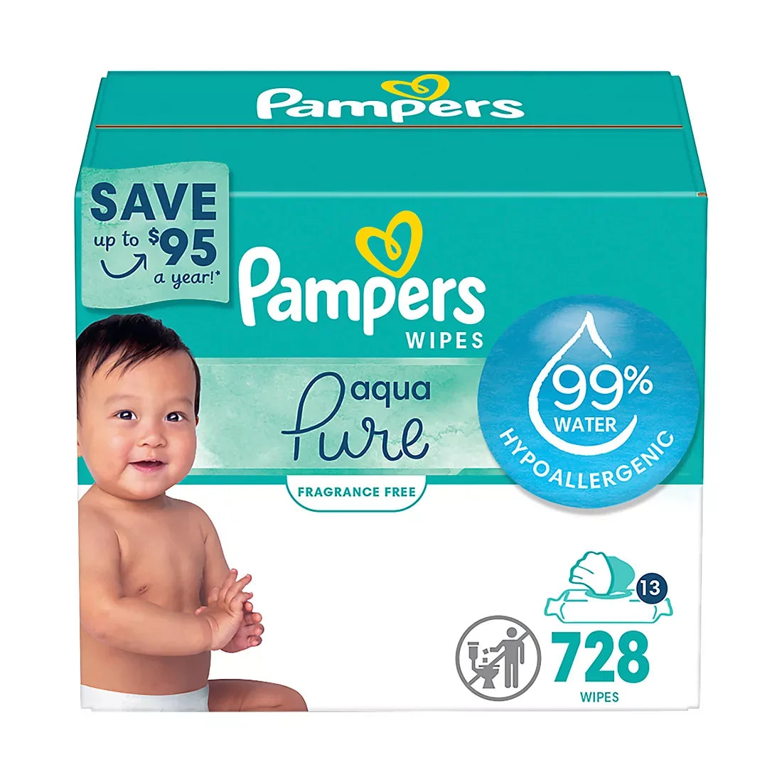 Pampers Aqua Pure Sensitive Baby Wipes with Pop-Top, 13 pk./728 ct. - USA MEGA SHOP