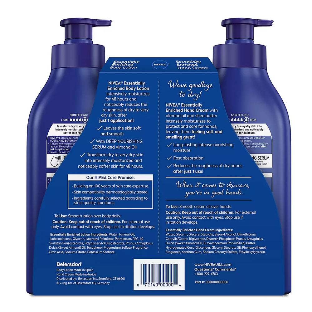 Nivea Essentially Enriched Body Lotion and Hand Cream Variety Pack - USA MEGA SHOP
