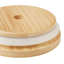 Bamboo lid and ring for glass drinkware canister