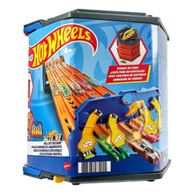 Hot Wheels Roll Out Raceway track set box with orange ramp and blue launcher