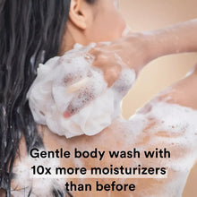 Moisturizing body wash lather on skin with foamy bubbles