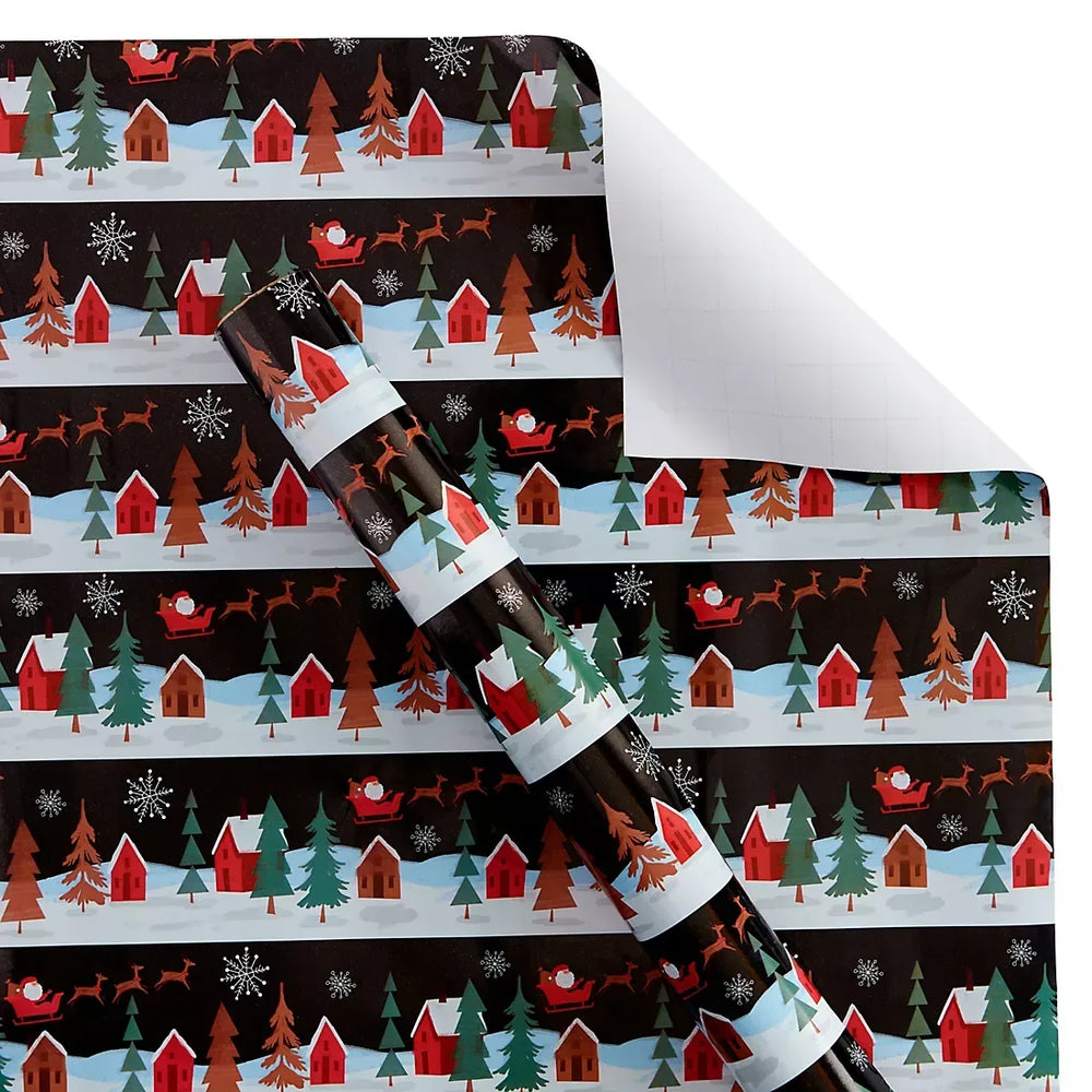 Berkley Jensen 3 Roll 150 sq. ft. Wrapping Paper, Holiday Scene - USA MEGA SHOP