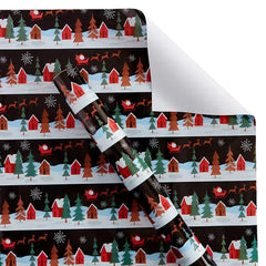 Berkley Jensen 3 Roll 150 sq. ft. Wrapping Paper, Holiday Scene - USA MEGA SHOP