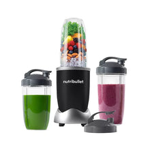 Nutribullet personal blender bundle with two cups filled with smoothies, black base
