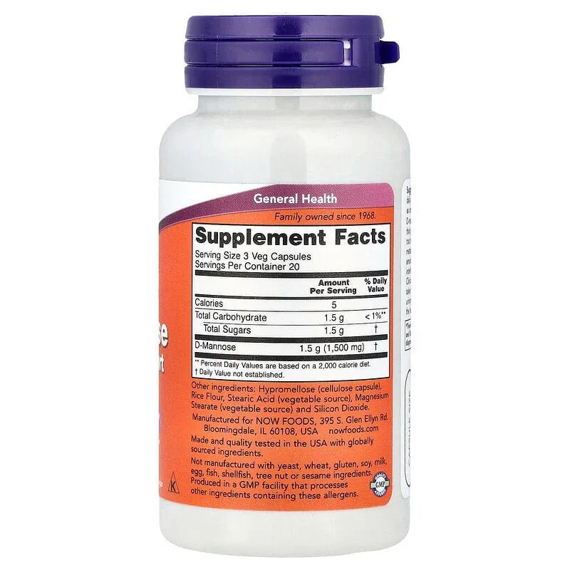 NOW Foods, D-Mannose, 500 mg - USA MEGA SHOP