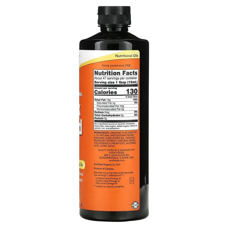 NOW Foods, Certified Organic Flax Seed Oil