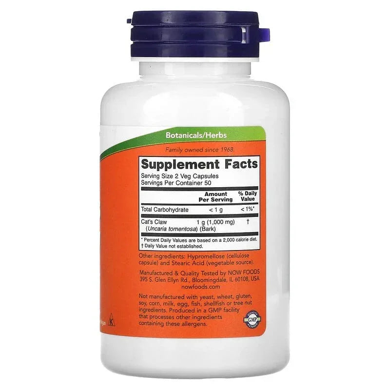NOW Foods, Cat's Claw, 500 mg, Veg Capsules