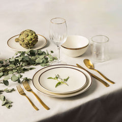 (2 pack) Thyme & Table Everest Ceramic Dinner Plate Off-White with Gold Rim