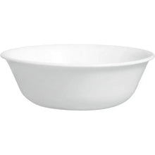 White glass dinner bowl with smooth rounded rim