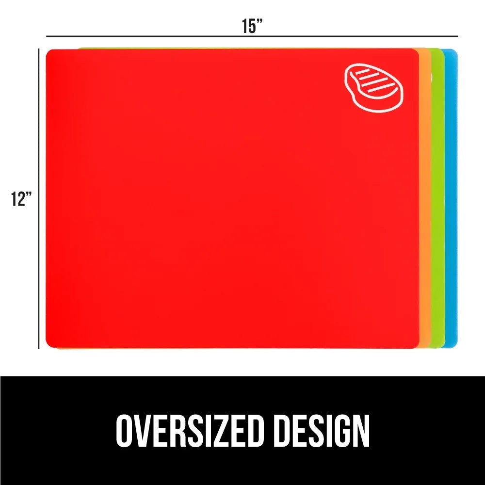 GORILLA GRIP Cutting Board, Flexible, Durable Plastic Chopping Mats, 15x12, Multicolor - USA MEGA SHOP