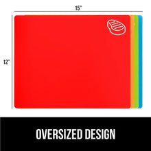 Red flexible plastic cutting mat, 15 in by 12 in