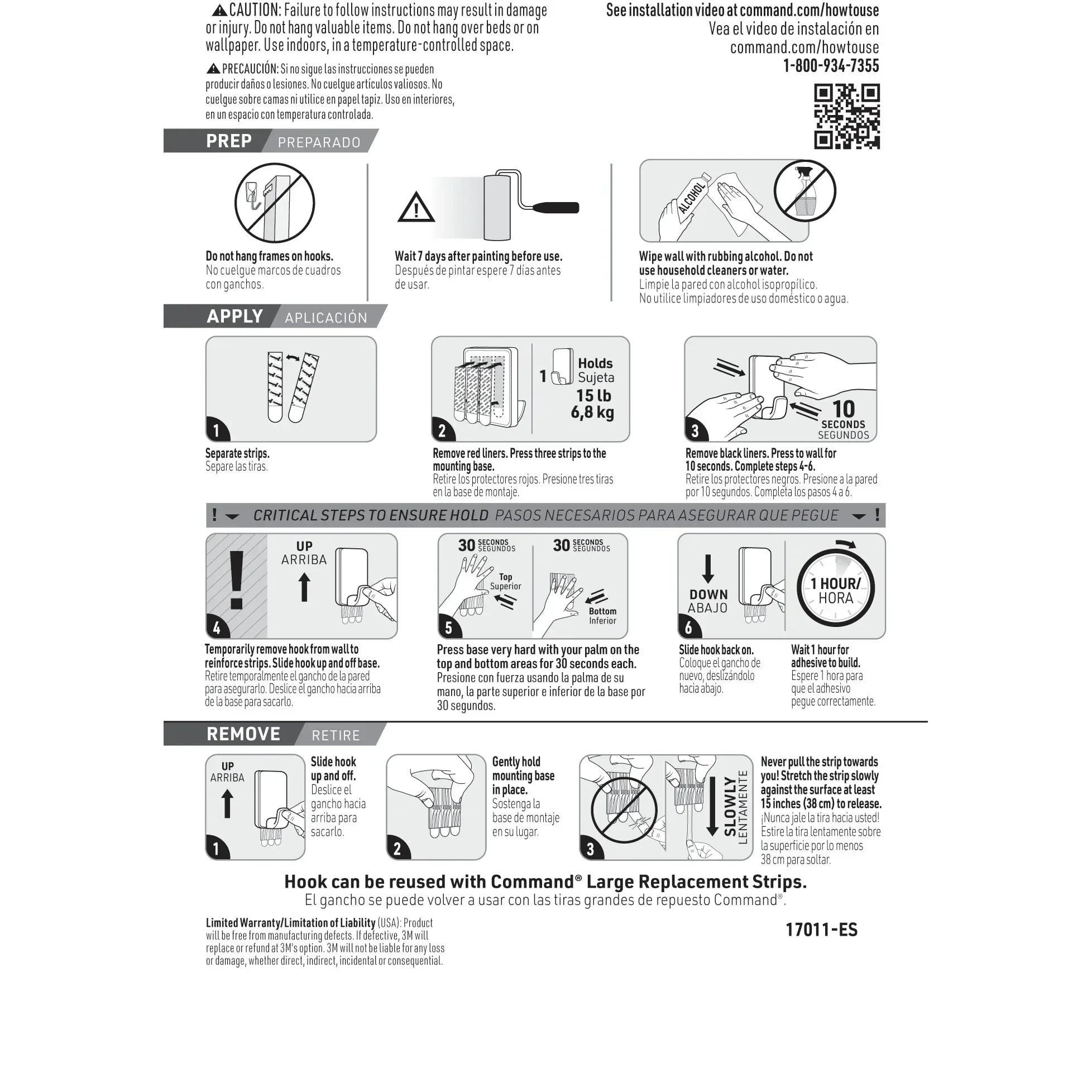 Command 15 lb XL Heavyweight Hook, White, 1 Wall Hook, Damage-Free Hanging