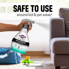 Allergen neutralizer spray bottle with trigger nozzle near kid and pet areas