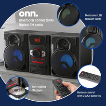 Onn stereo speaker system with multicolor LED speaker rings and remote control