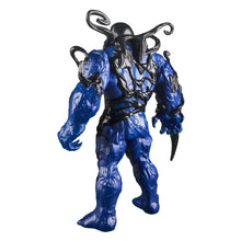 Venom-style action figure full body with blue metallic texture and black tendrils