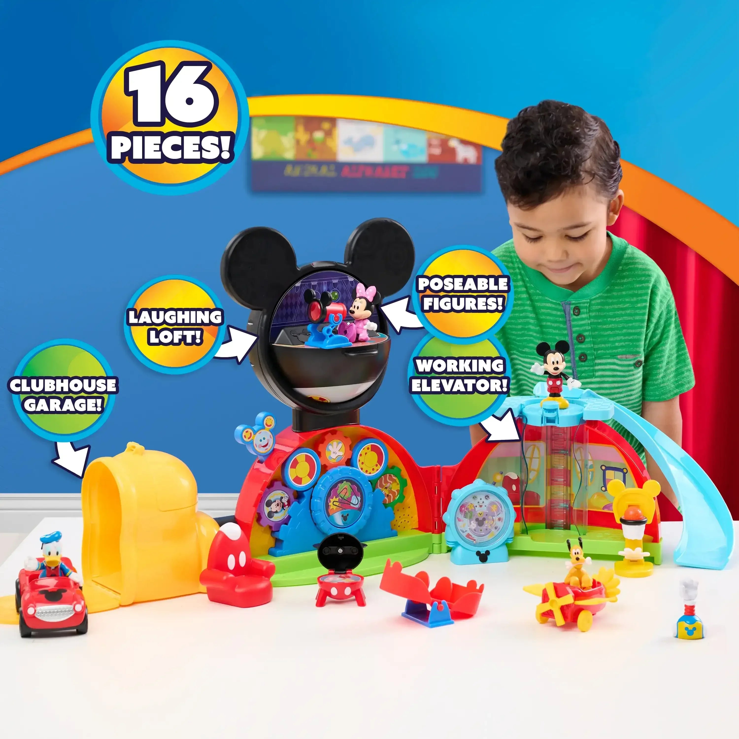 Disney Jr. Mickey Mouse 28-inch Clubhouse Deluxe Playset, 16-pieces, Kids Ages 3 and up - USA MEGA SHOP