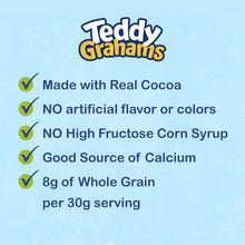 Teddy grahams claims: made with real cocoa, no artificial flavors or colors