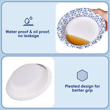 Printed paper bowl set: water and oil proof, pleated design for grip