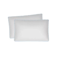 Extra firm support pillows, two white rectangular pillows laid side by side.