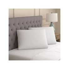 2-pack rectangular pillows on bed, light gray, smooth knit cover