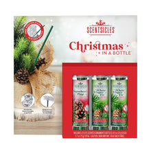 Christmas scented ornament stick pack in retail box with fir-themed artwork