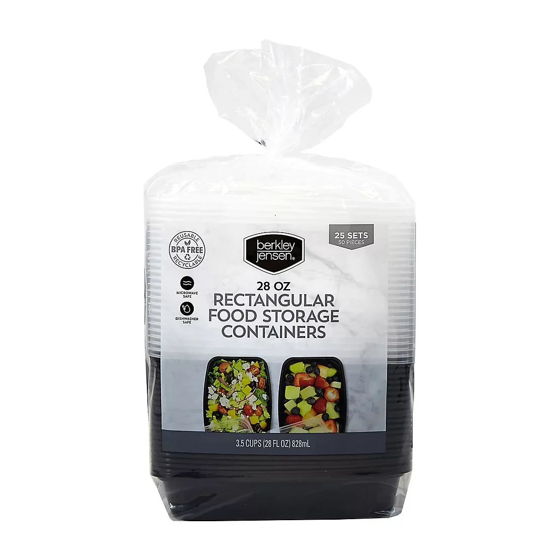 Berkley Jensen Rectangular Food Storage Containers, 28 oz./50-pc. set - USA MEGA SHOP