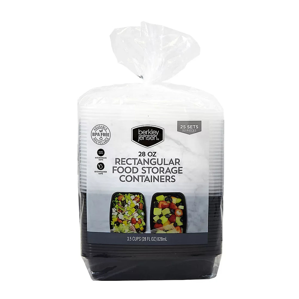 Berkley Jensen Rectangular Food Storage Containers, 28 oz./50-pc. set - USA MEGA SHOP