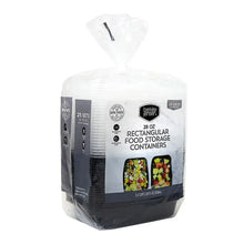 Rectangular food storage containers set, 28 oz, clear lid and dark base, 25 count
