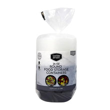 Round food storage container set, 24 oz, white lids and dark bases, 50 count