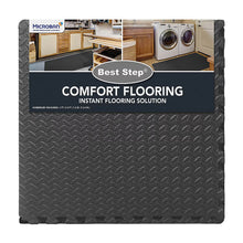 Gray diamond plate foam floor tile mat, interlocking squares, dark gray