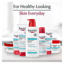 Eucerin body lotion collection with multiple red pump bottles