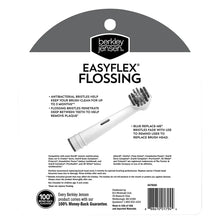 Replacement flossing brush head, shown with bristle tip on back of 6-pack box.