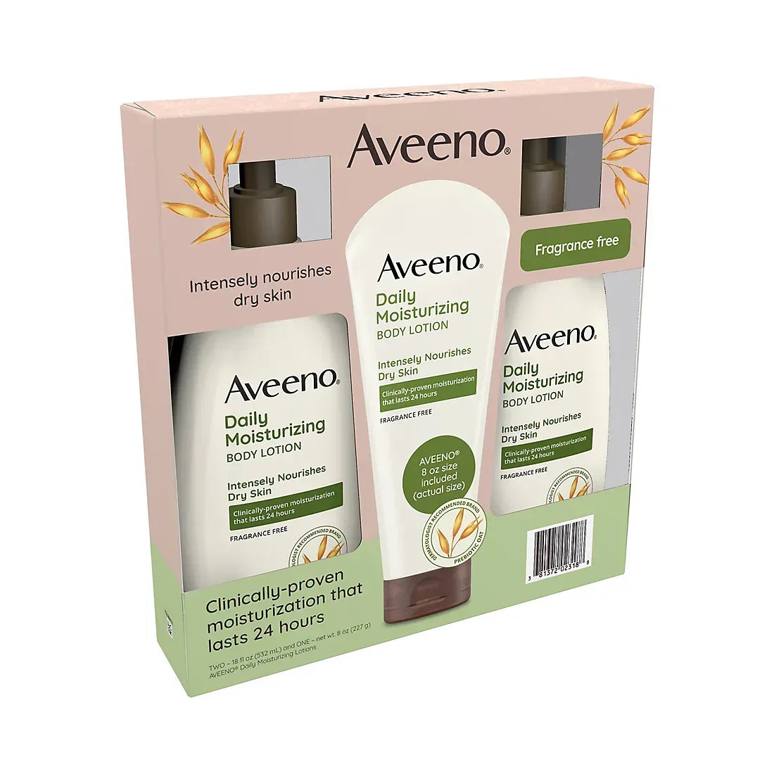Aveeno Daily Moisturizing Body Lotion For Dry Skin, 2 pk./18 fl. oz. + 8 oz. Tube - USA MEGA SHOP
