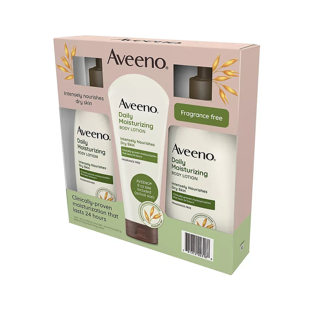 Aveeno Daily Moisturizing Body Lotion For Dry Skin, 2 pk./18 fl. oz. + 8 oz. Tube - USA MEGA SHOP