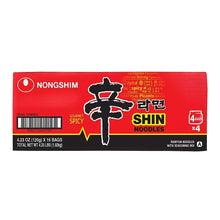Nong Shim Shin Ramyun noodle soup multipack box, red, 4 bags with seasoning