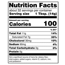 Nutrition facts label for salted butter, serving size 1 Tbsp (14 g)